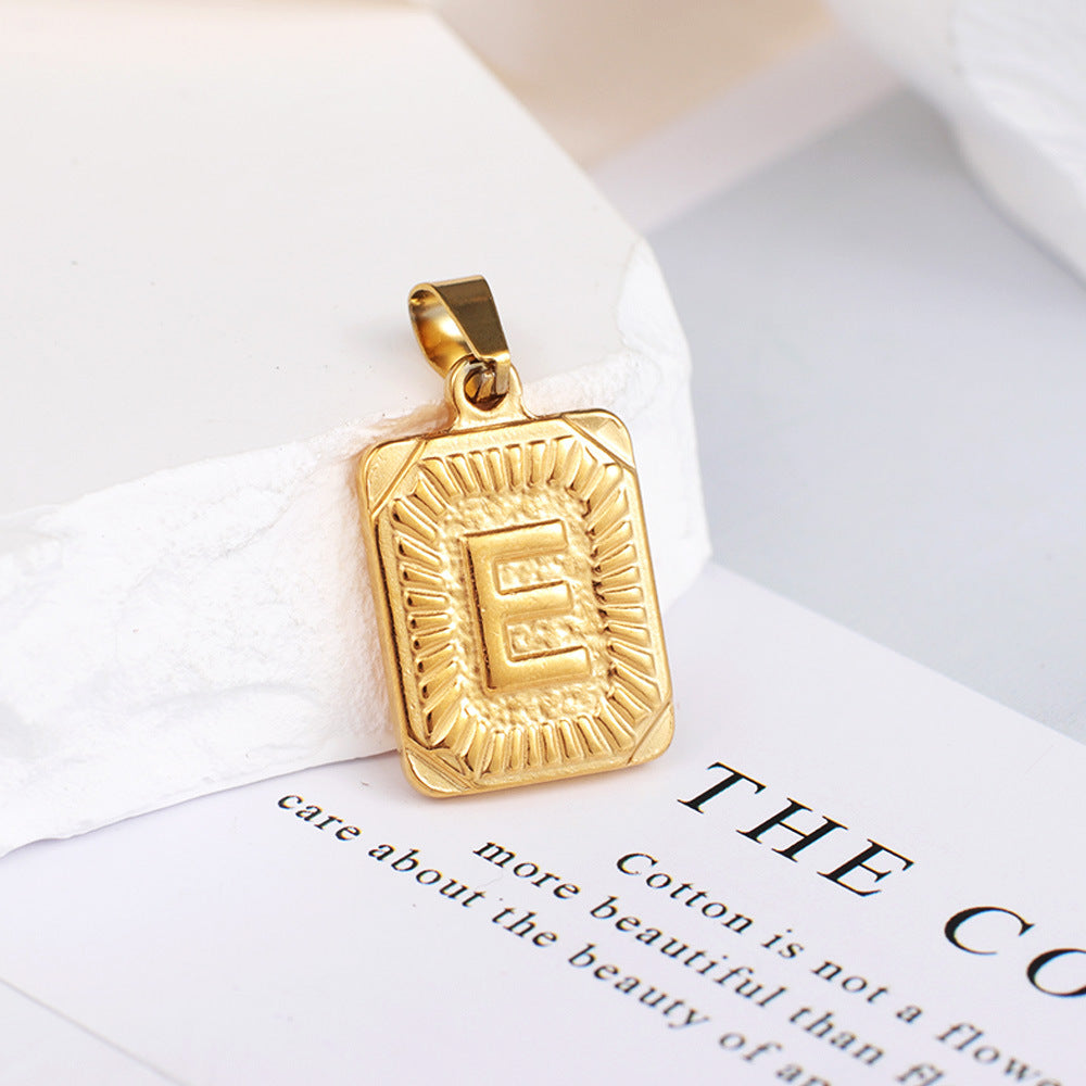 Gold English Letter Tag Simple Sweater Pendants