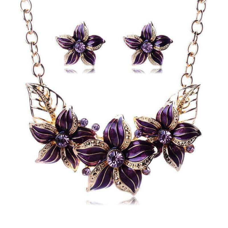 Women's Suite Splendid Diamond Geometric Crystal Flowers Jewelry Set