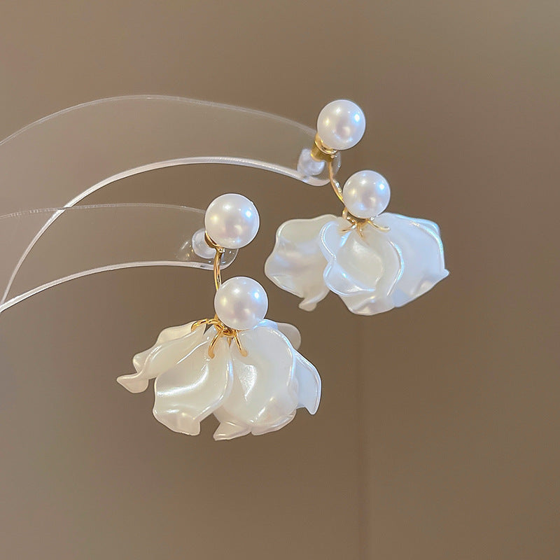 Needle Raffia Fabric White Flower Light Luxury Rings