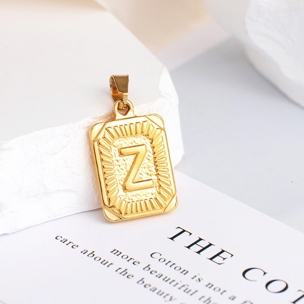 Gold English Letter Tag Simple Sweater Pendants