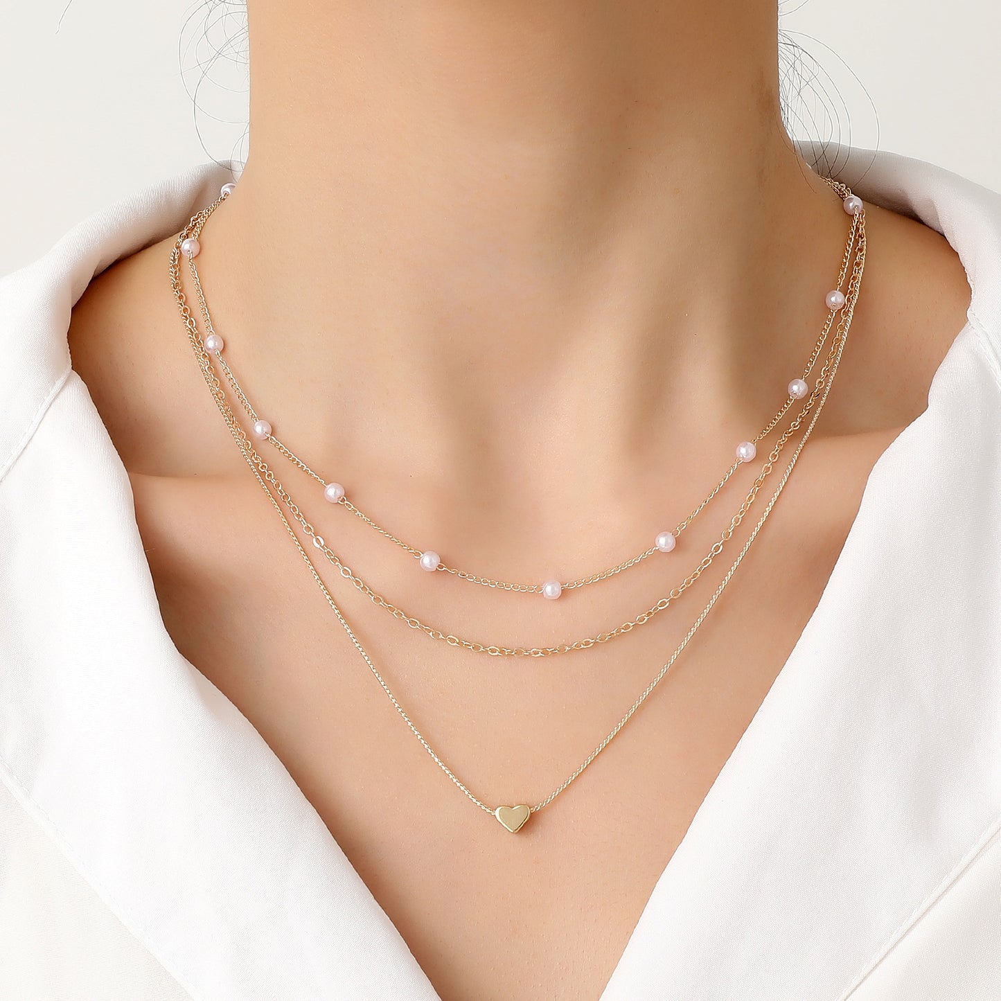 Shell Twin Bead Female Niche Stringed Pearls Necklaces