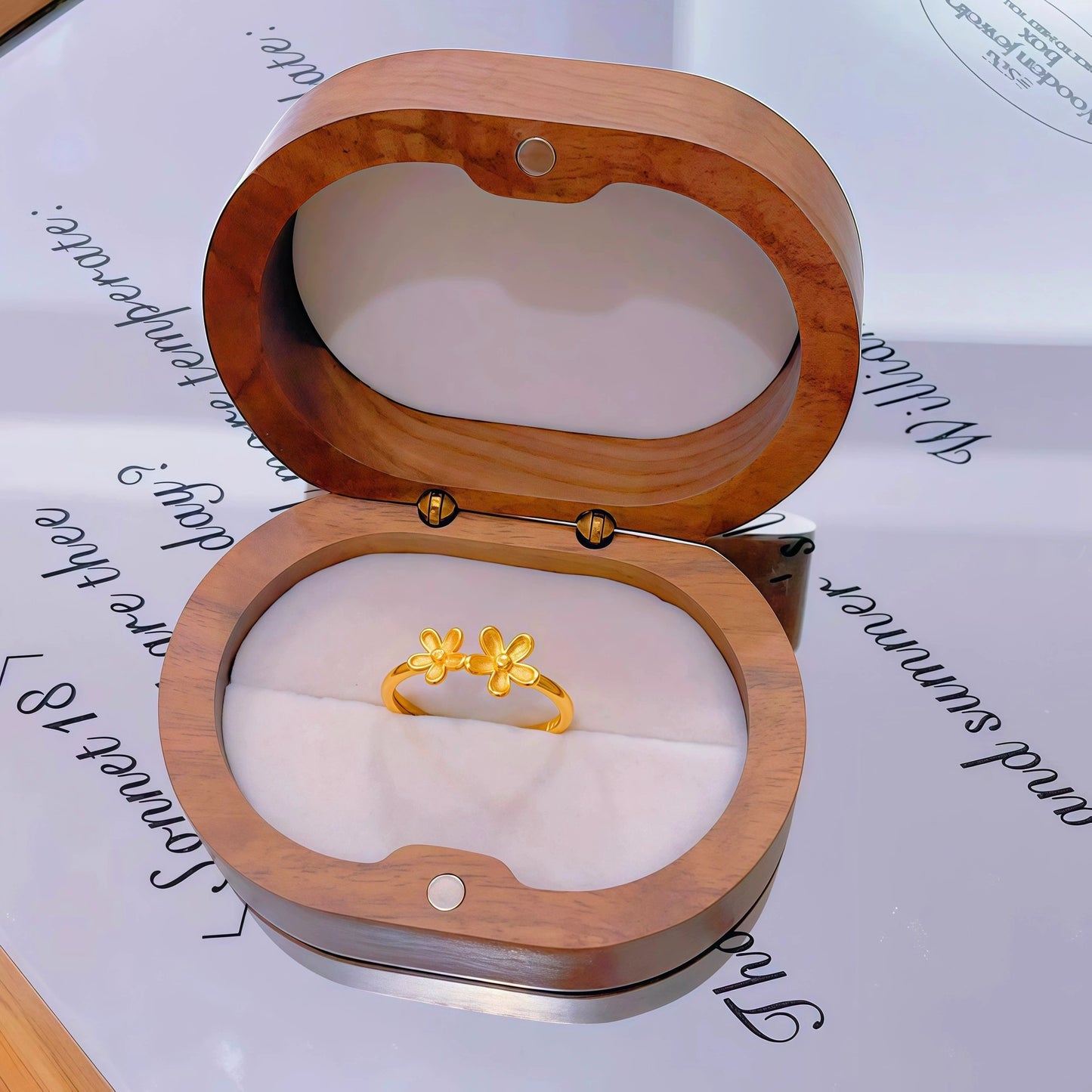 Gold Ancient Brushed Flower Niche Design Light Luxury Open Rings