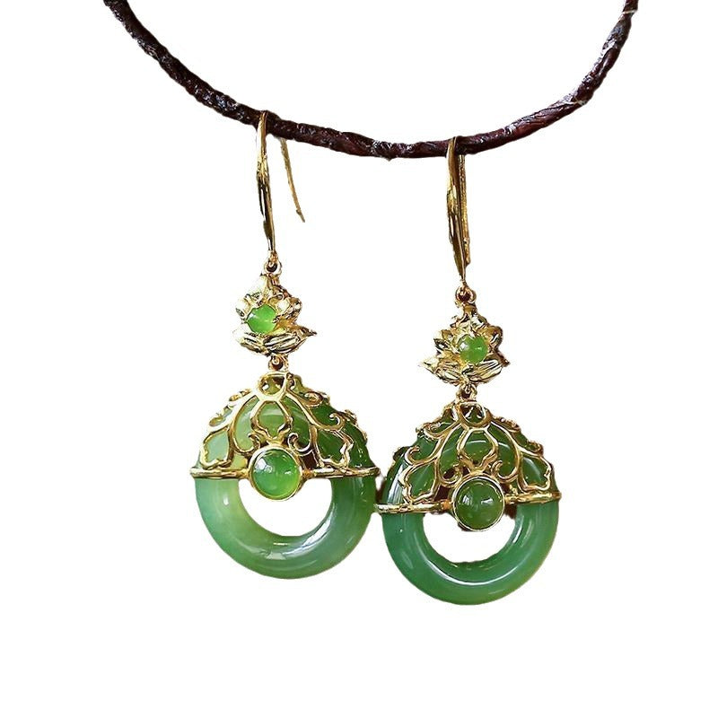 Women's Flower Ethnic Style Ancient Han Chinese Clothing Cheongsam Long Ear Earrings