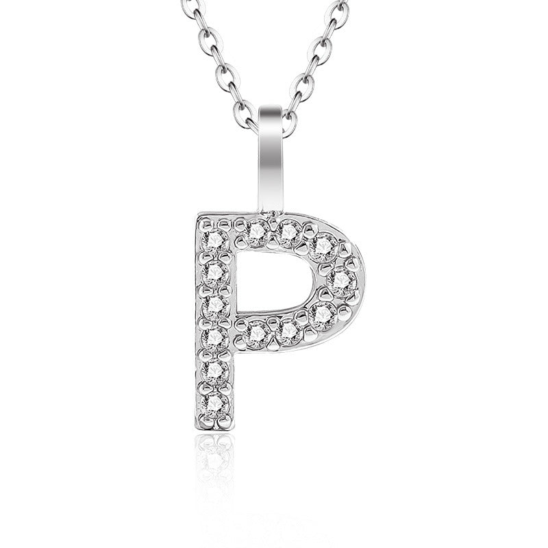 Diamond Inlaid Zircon English Letter Female Pendants