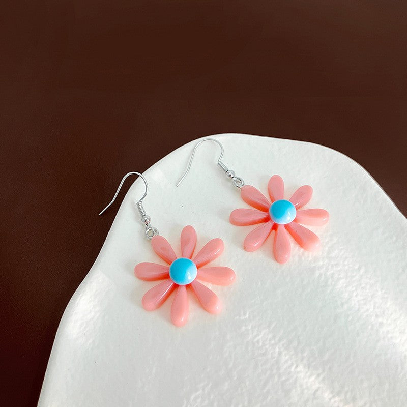 Color Daisy Resin Flower Contrast Sun Stud Earrings