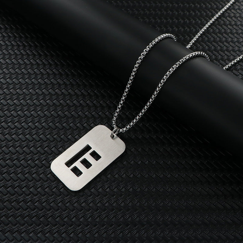 Women's & Men's Hop Sweater Chain Accessories Rectangular Glossy Dog Tag Stainless Pendants