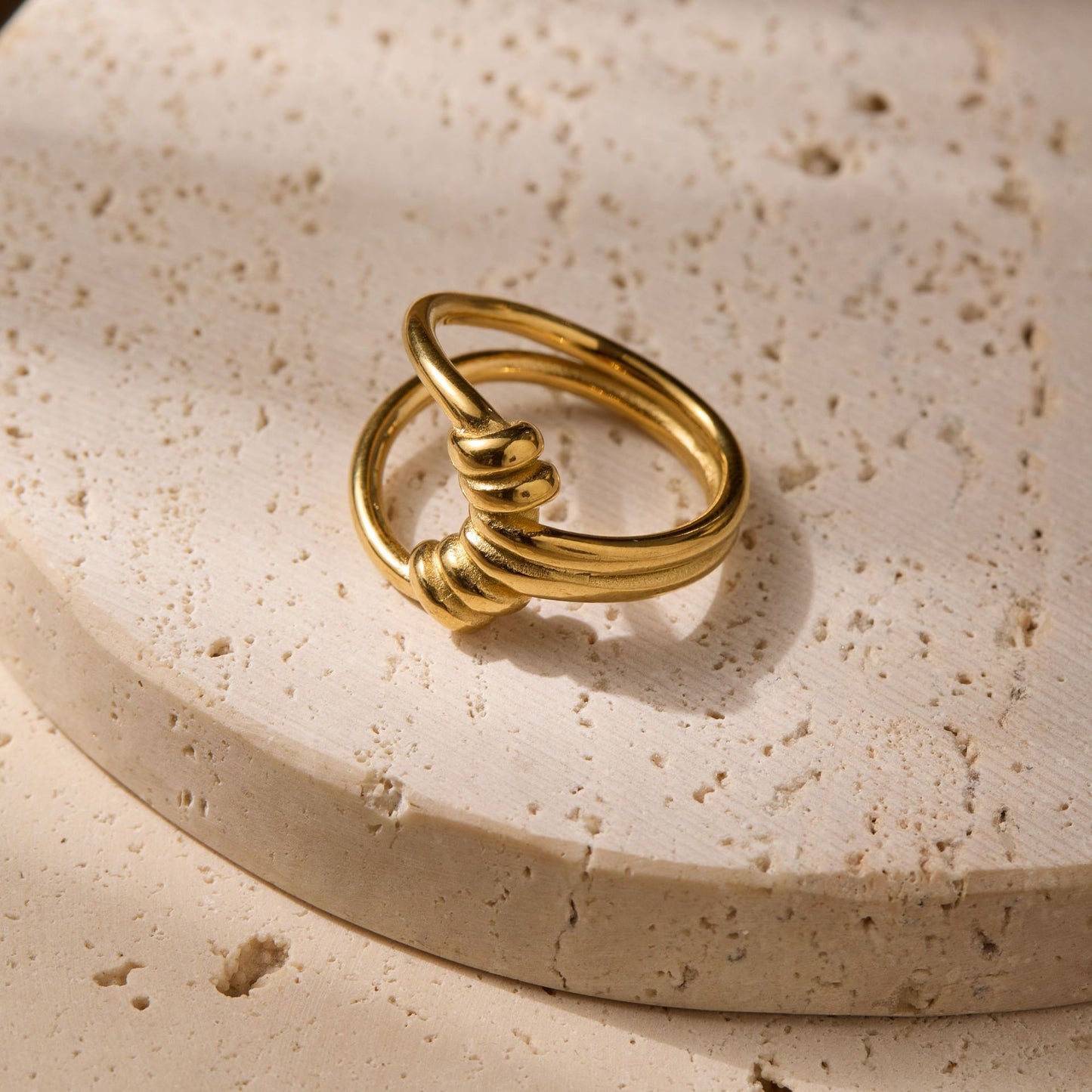 Personalized Knotted Woven Smooth Design Gold-plated Stainless Steel Rings