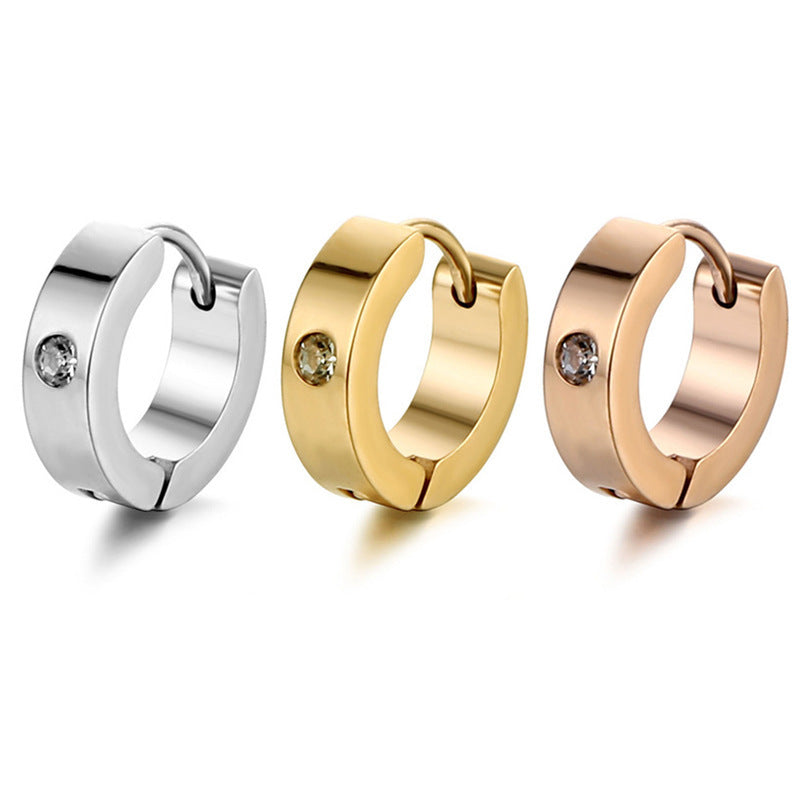 Men's Rhinestone High-grade Titanium Steel Simple Graceful Clip Trendy Ear Buckle