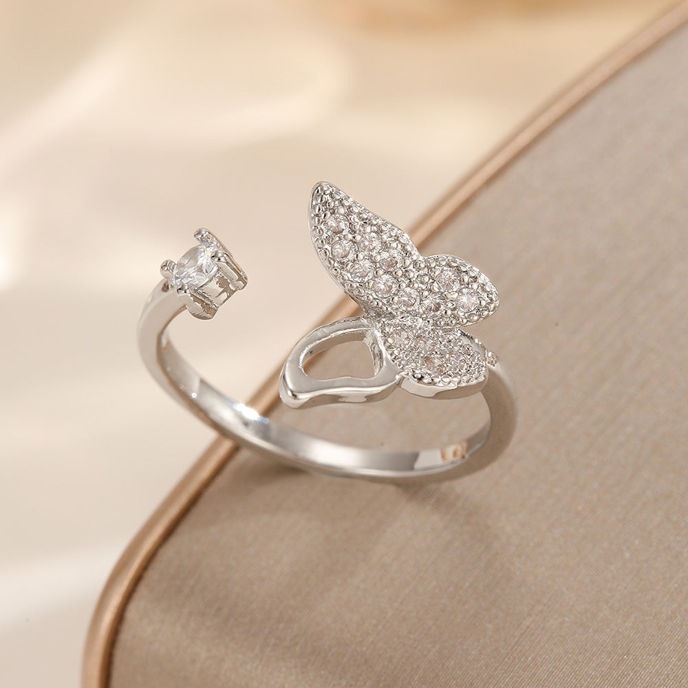 Zircon Female Light Luxury Minority High Sense Adjustable Index Finger Ring