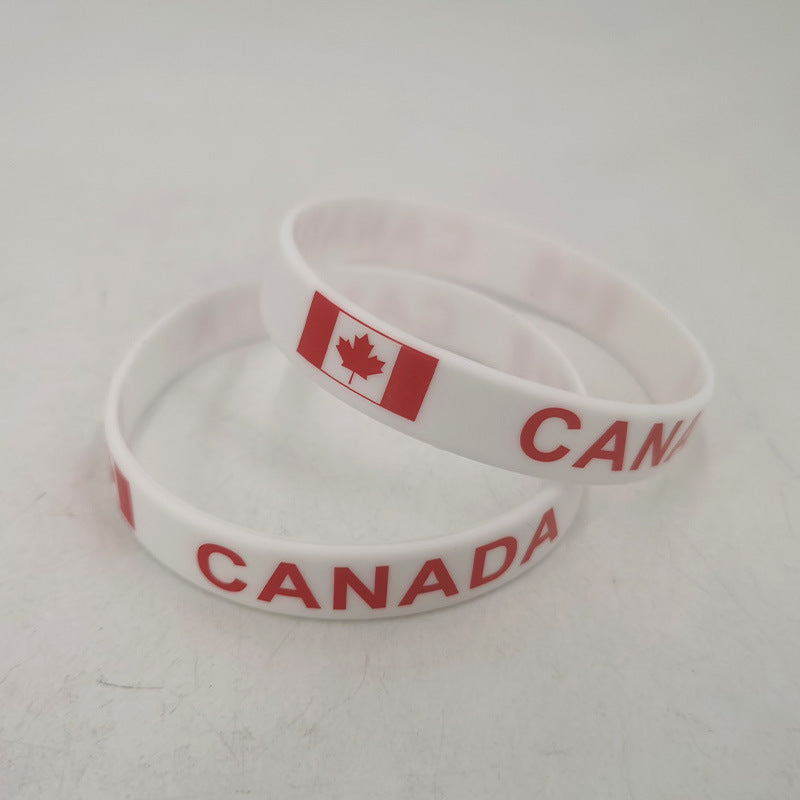 World Cup Peripheral Sports Silicone Canada Flag Cheer Football Wrist Bracelets