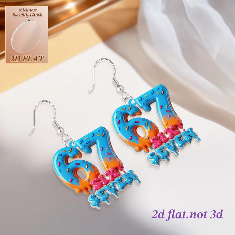 Trendy Digital Acrylic Creative Cute English Earrings