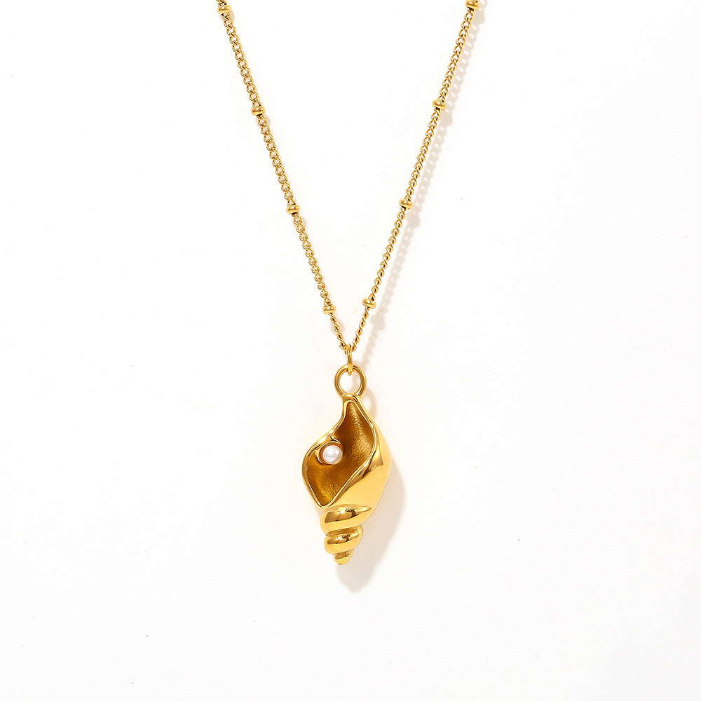Imitation Pearl Clavicle Female Titanium Steel Necklaces