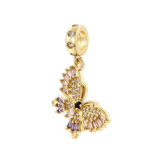 Entry Lux Copper Inlaid Color Diamond Butterfly Handmade Pendants