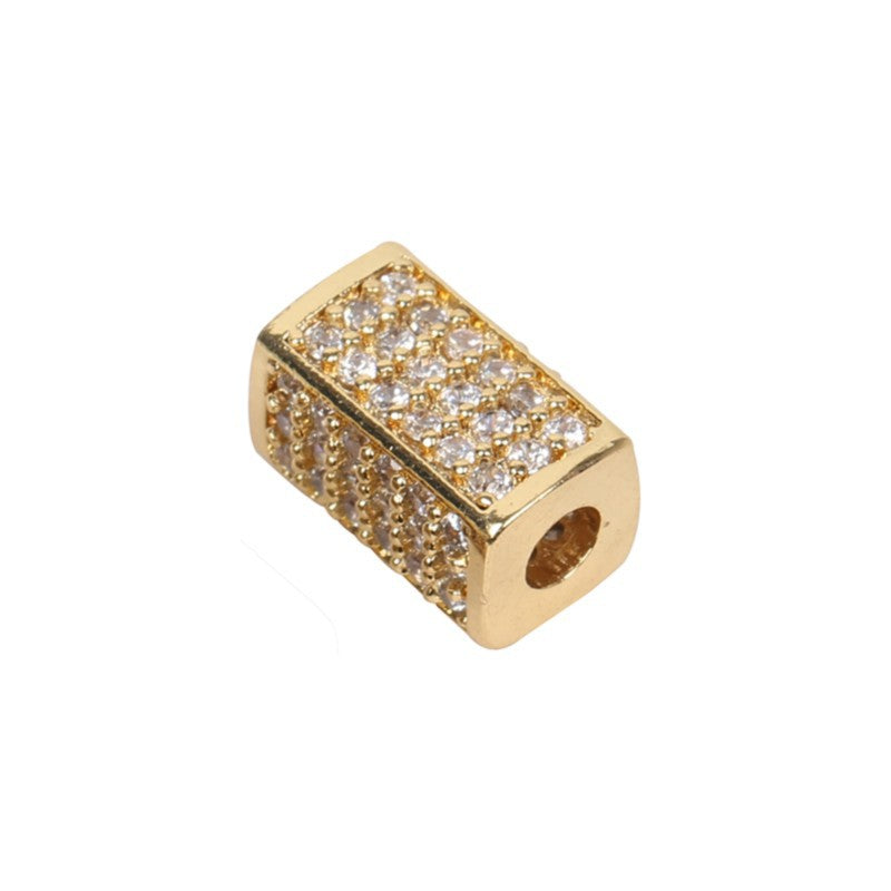 Zircon Rectangular Column Spacer Beads Brass Bracelet