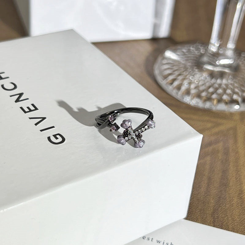 Gothic Style Cross Open-end Personality Sweet Cool Hot Butterfly Dark Ring