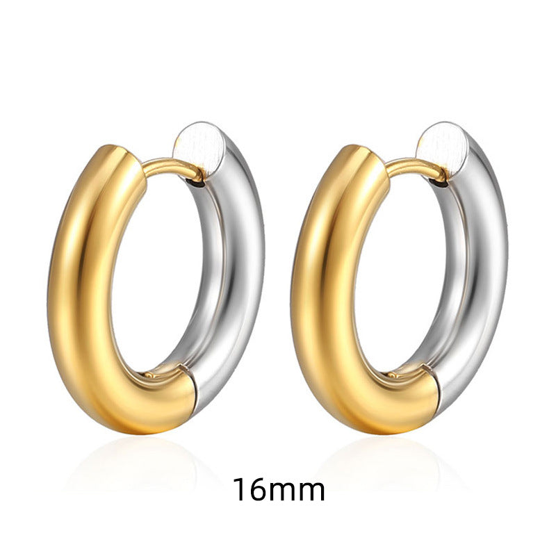Women's & Men's Stainless Steel Clip Exaggerated Thick Thread Round Large Ear Buckle