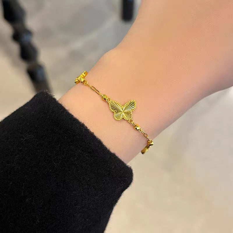 Women's Placer Gold Laser Butterfly Light Luxury Bracelets