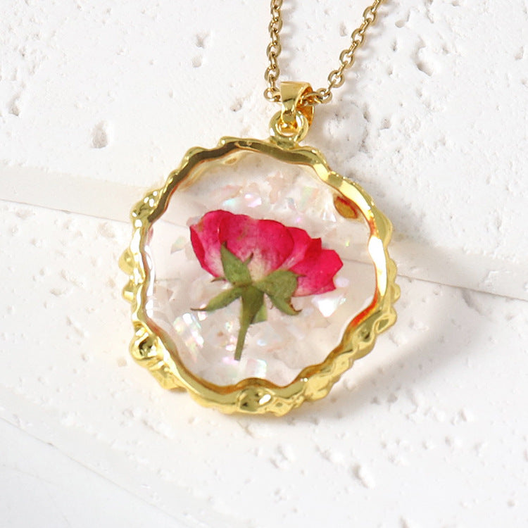 Luxury Flower Resin Preserved Fresh Epoxy Dried Ornament Necklaces