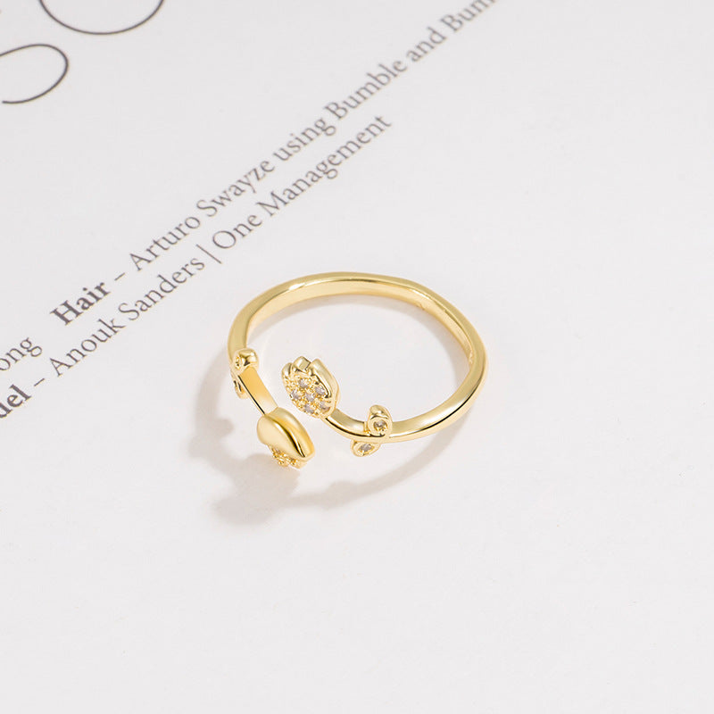 Tulip Light Luxury High-grade Open Flower Rings