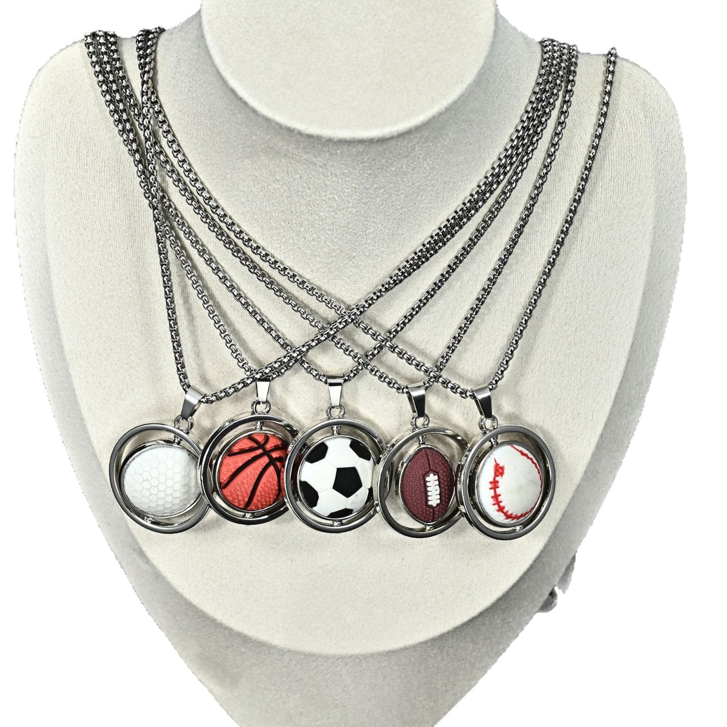 Men's & Women's World Cup Elements Hip Hop Football Basketball Trendy Fashion Necklace