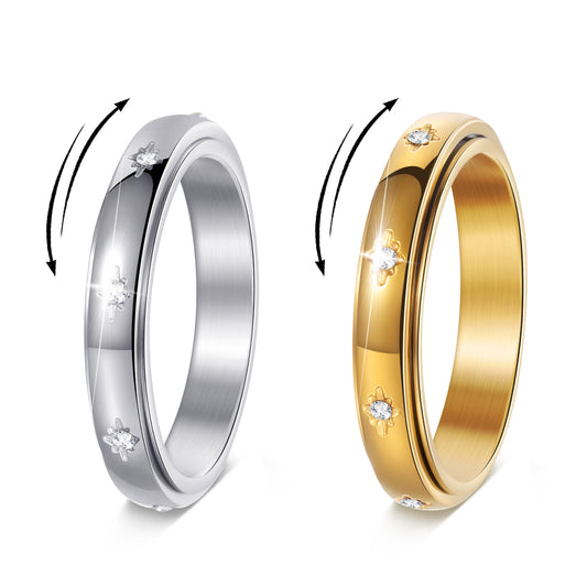 Women's Titanium Steel Simple Niche With Diamond Ring