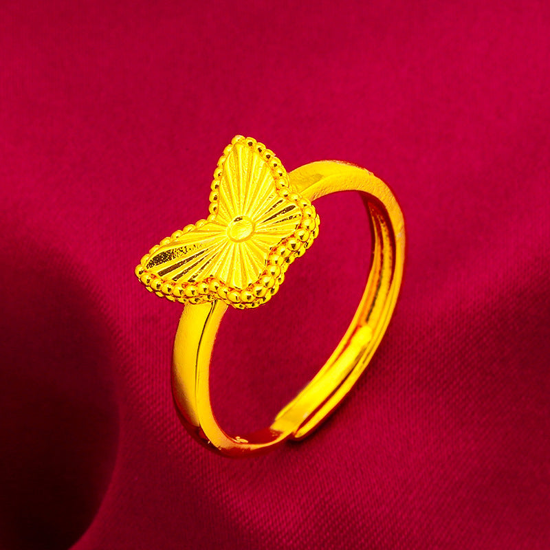 Leaf Gourd Butterfly Love Heart-shaped Alluvial Gold Open Refers Rings
