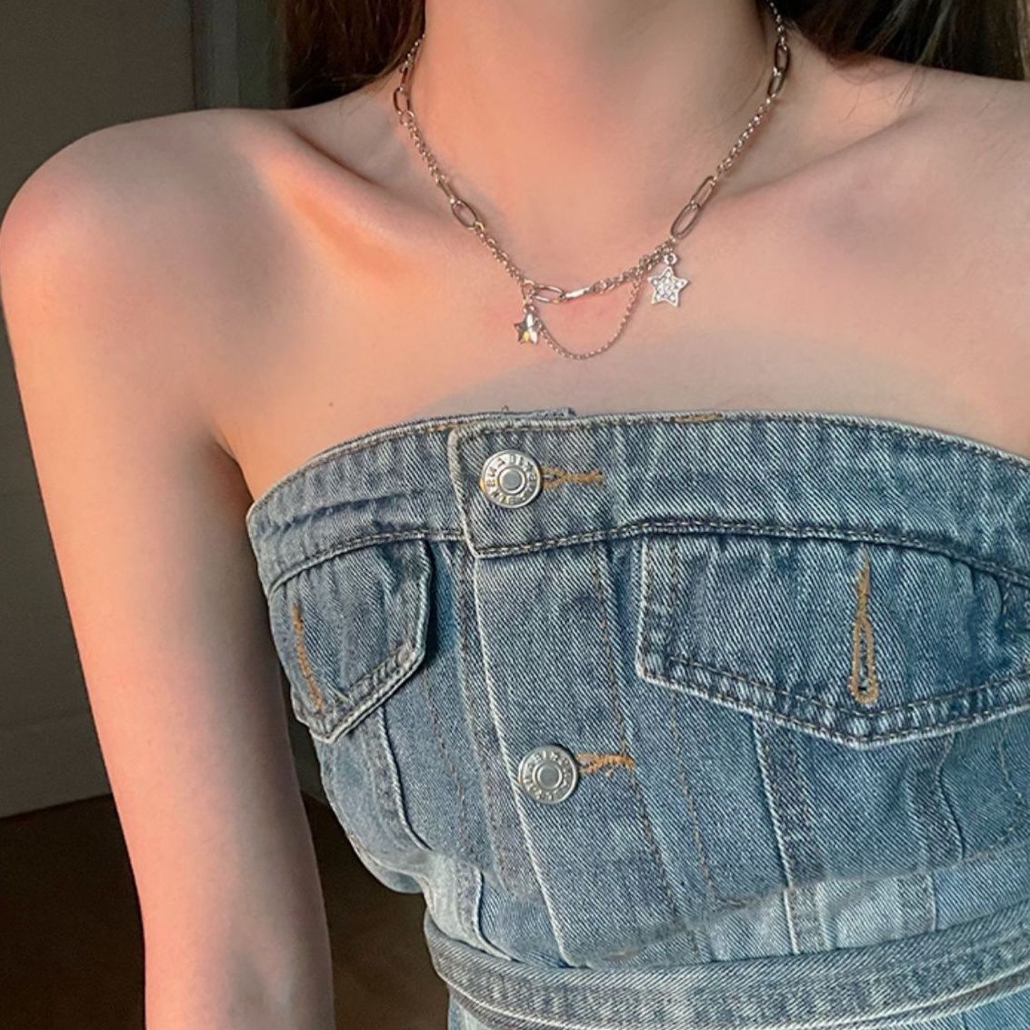 Cool Super Gas Seaside With Skirt Niche Gentle Design Sense Necklace