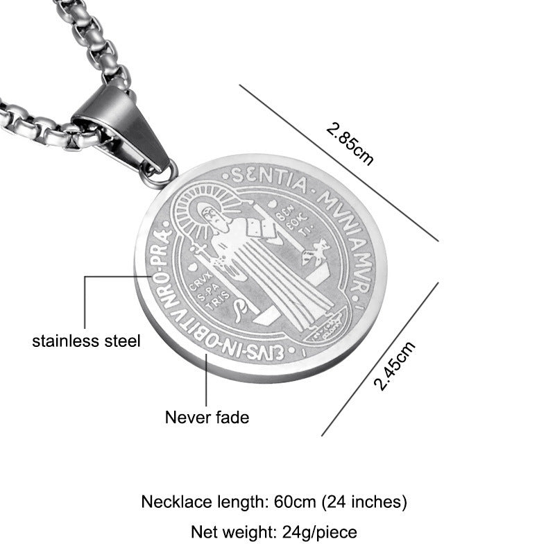 Men's Stainless Steel Small Round Dog Tag Pendants