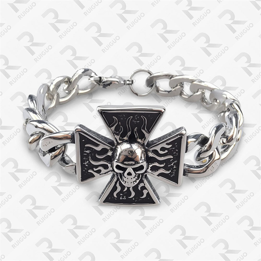 Men's Celtic Knot Skull Stainless Steel Cuban Cross Punk Retro Bracelets