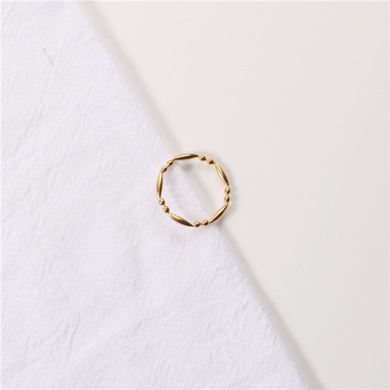 Design Interval Round Beads Oval Bead Titanium Ring