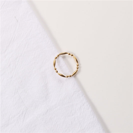 Design Interval Round Beads Oval Bead Titanium Ring