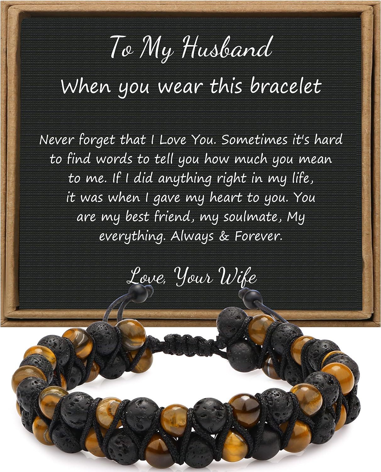 Men's Stone Tiger Eye Woven Adjustable Beaded Bracelet