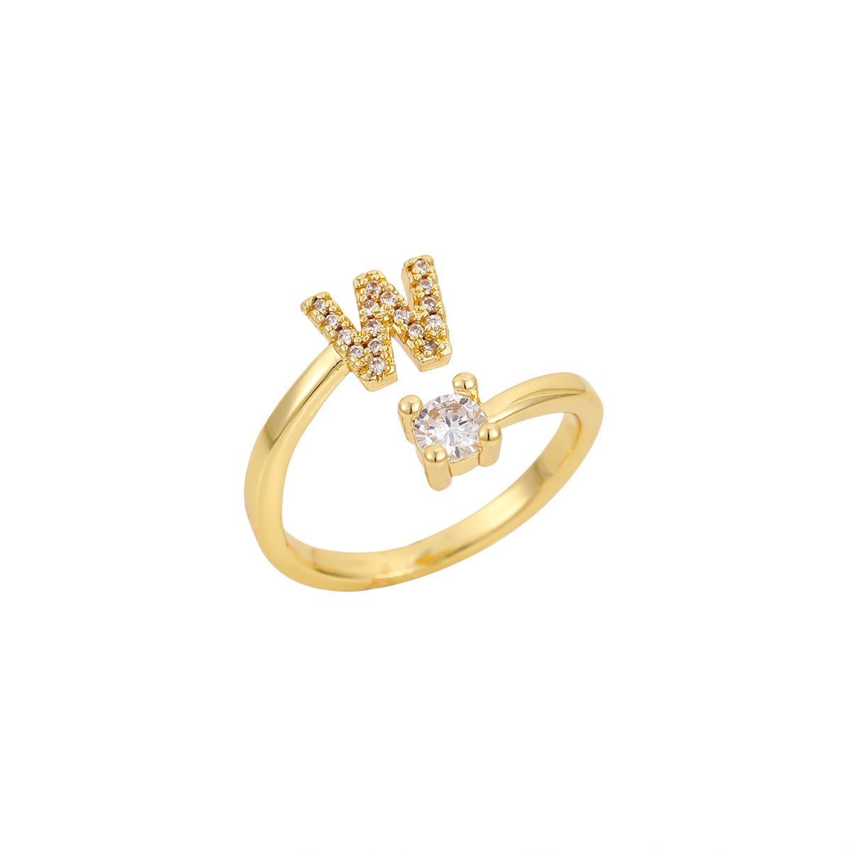 Gold Letter Open Male Female Personality Rings