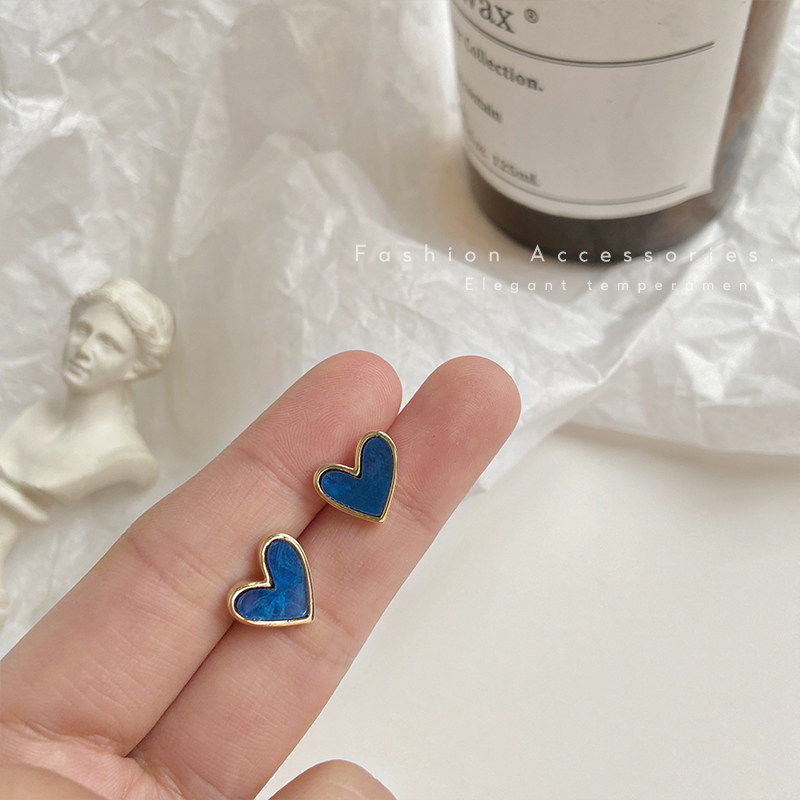 Blue Loving Heart Trendy Elegant To Make Round Earrings