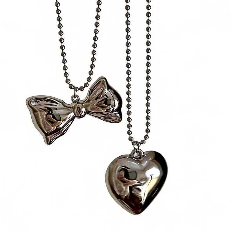 Women's Simple Sier Bow Metal Sweet High-grade Personality Sweater Pendants