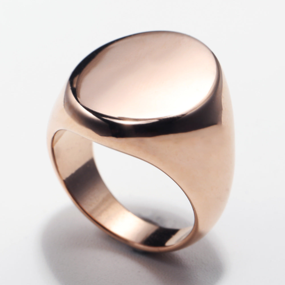 Men's Stainless Steel Trendy Glossy Oval Titanium Ring