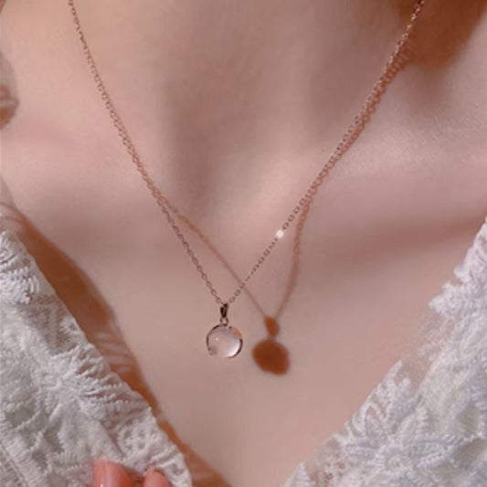 Women's Pink Crystal Sterling Sier High Sense Necklaces