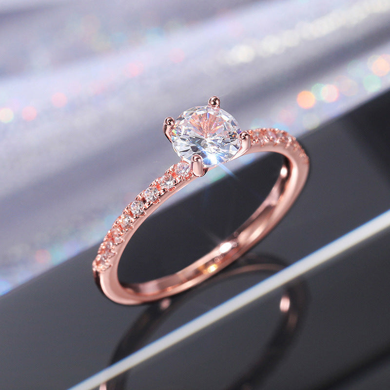 Women's Fashion Zircon Engagement Light Luxury Personality Ring
