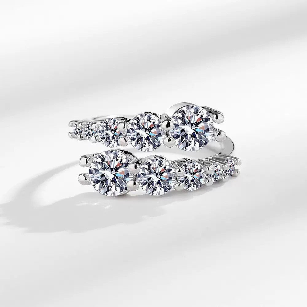 Women's Asymmetric Diamond Light Luxury Design Open Trendy Live Ring