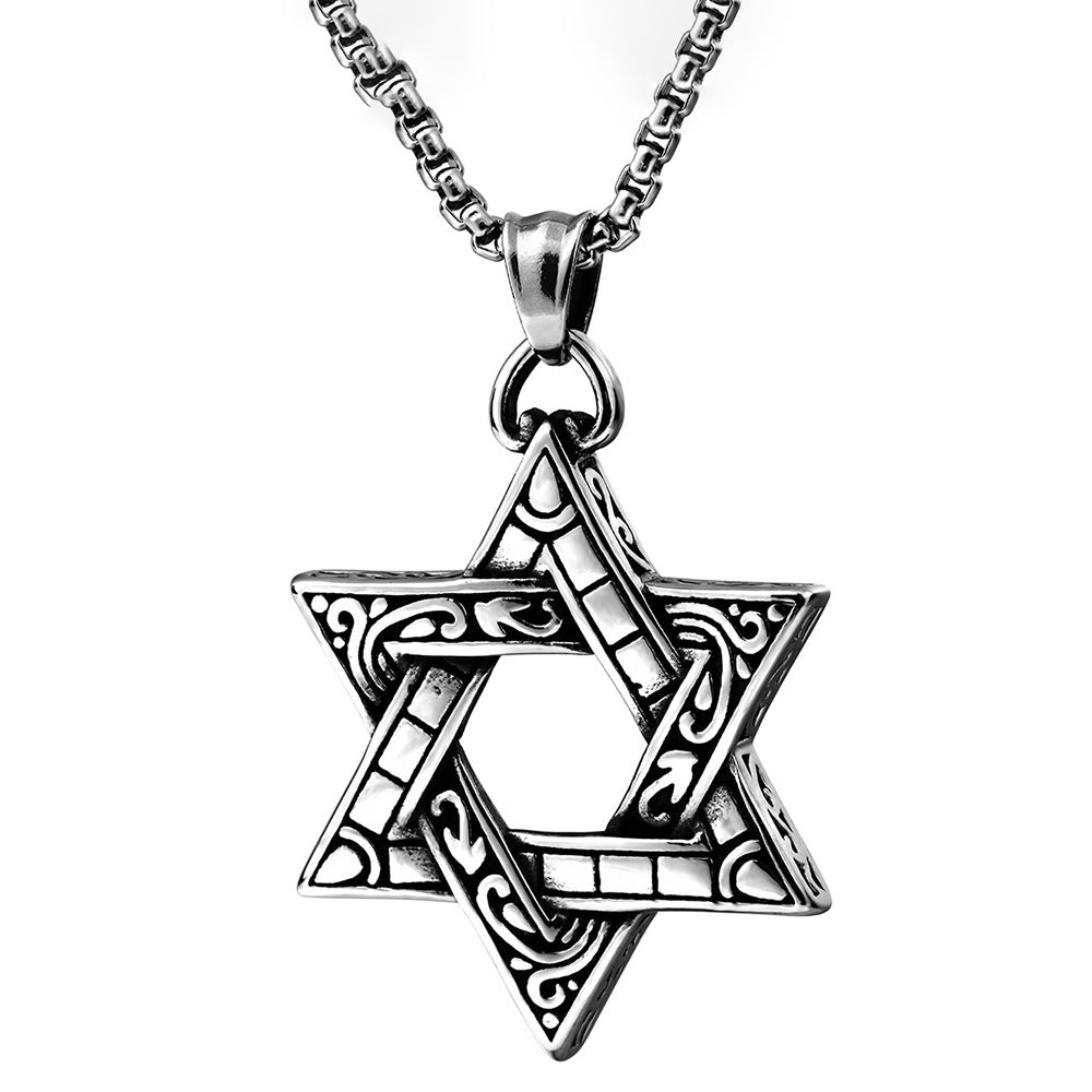 Men's Steel Six-pointed Star Vintage Stainless Hexagram Pendants