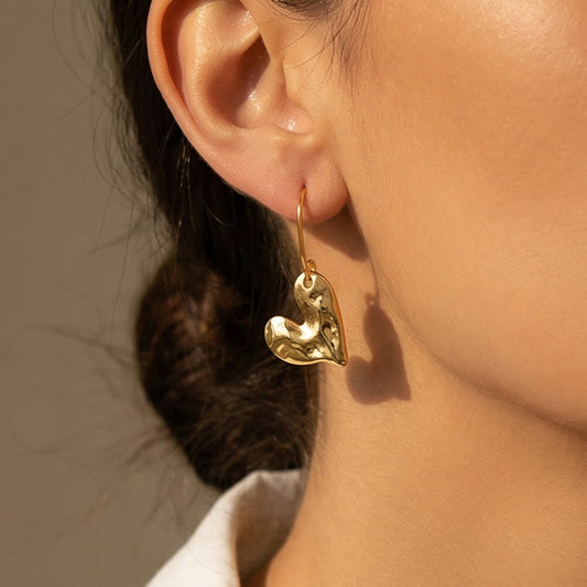 Stainless Steel Heart-shaped Eardrops Matte Fashionable Exquisite Elegant Unique Earrings