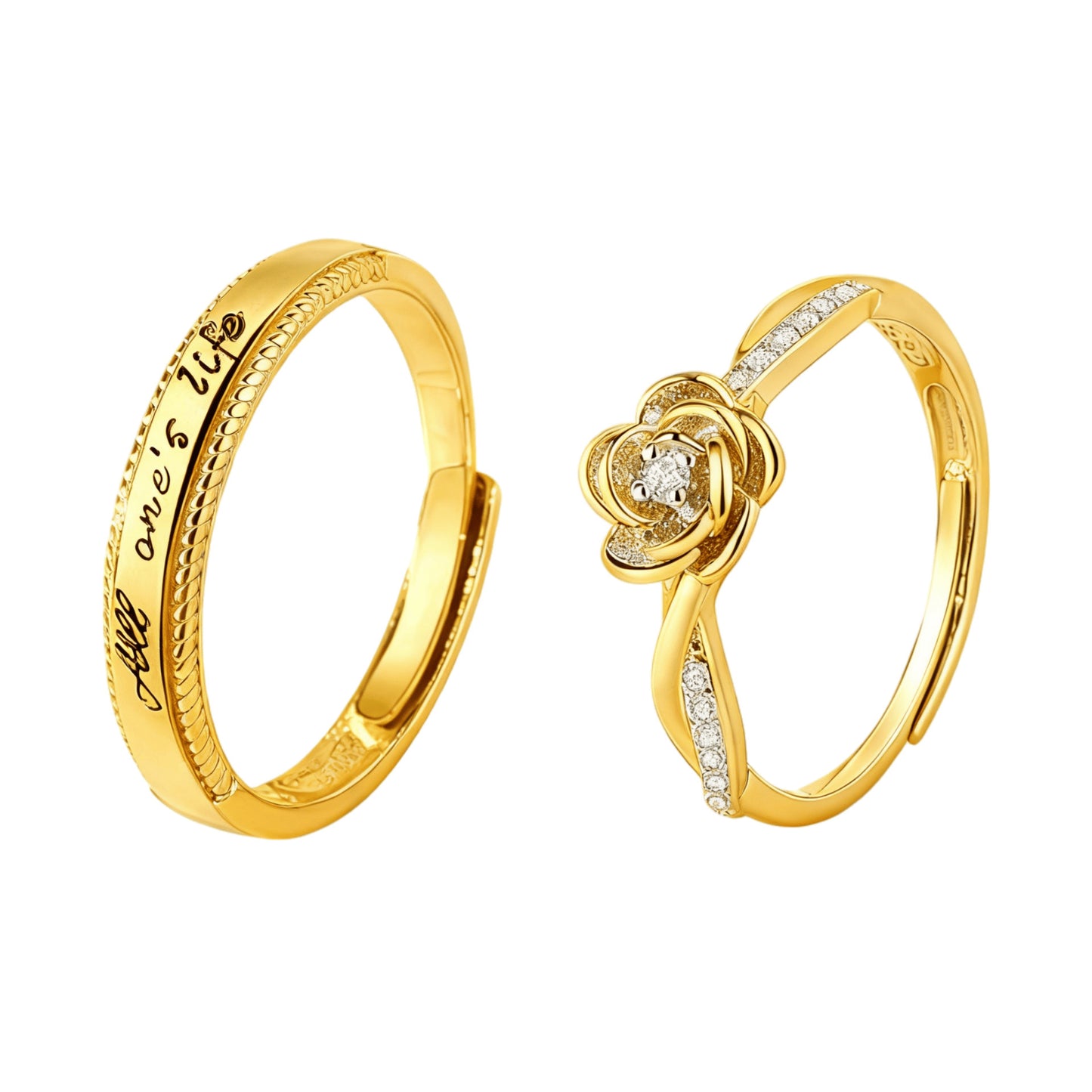 Rose Prince Couple Mobius Diamond Adjustable Rings