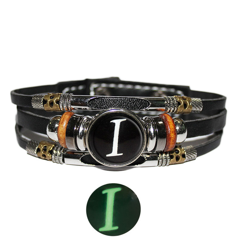 Letter Leather Couple Retro Punk Beaded Bracelets