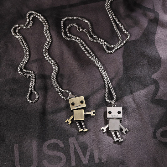 Women's & Men's Robot Disco Jumping Hip Hop Couple Necklaces