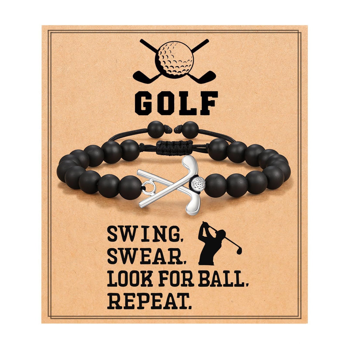 Black Beaded Weave Adjustable Golf Gift Bracelets