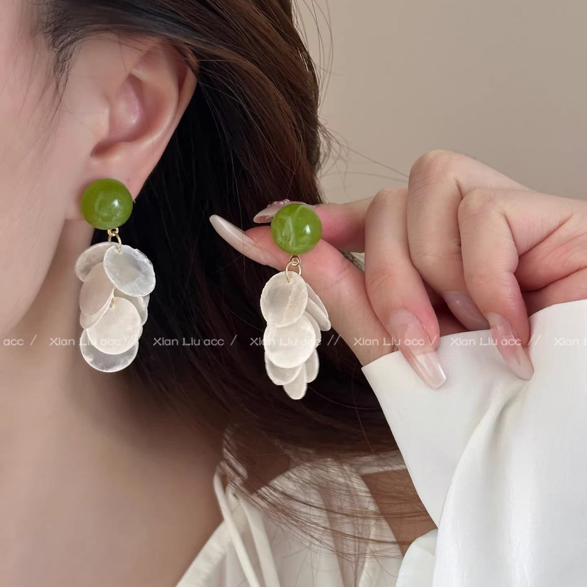 Avocado Green Suitable For Summer Shell Eardrops Earrings