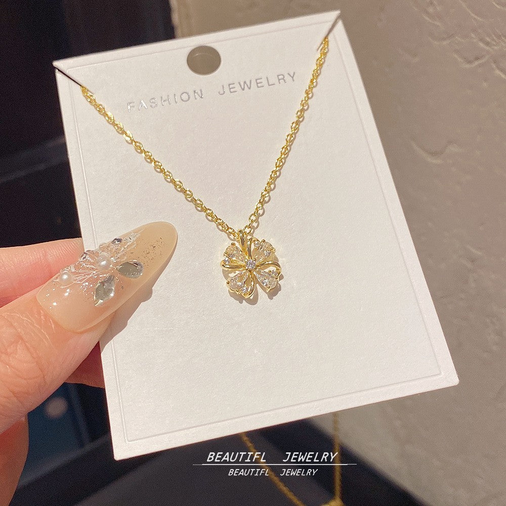 Women's Minority Simple Fashionable Elegant Zircon Clavicle Chain Titanium Steel Accessory Necklace