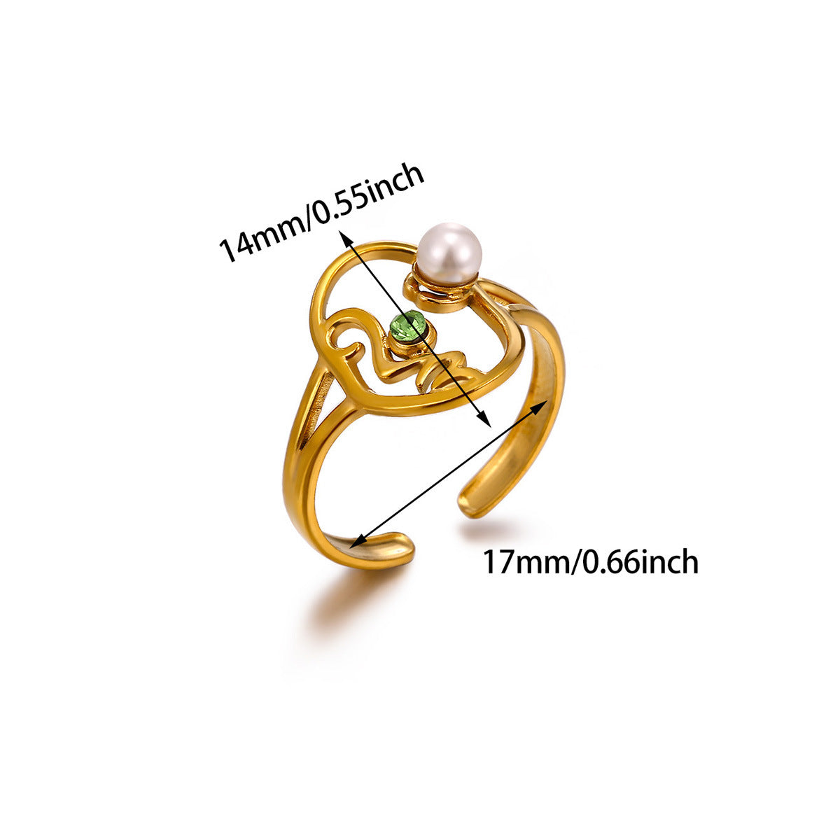 Women's Gold-plated Stainless Steel Geometric High-grade Open Ring