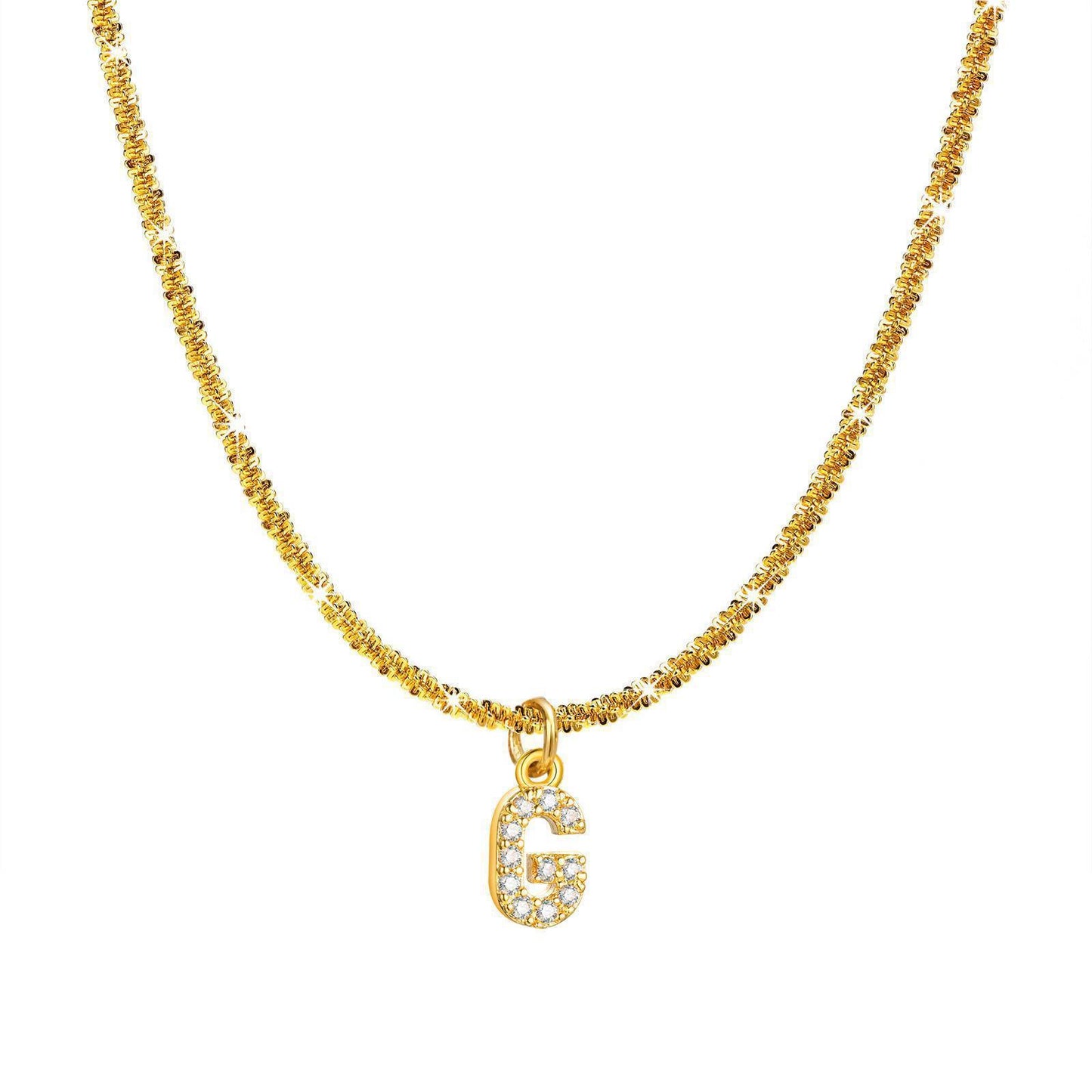 Steel Sparkling Female Inlaid Zirconium English Letters Clavicle Chain High Necklace