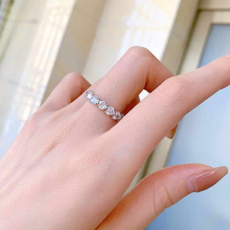 High Carbon Zircon Twin Female Style Sweet Rings